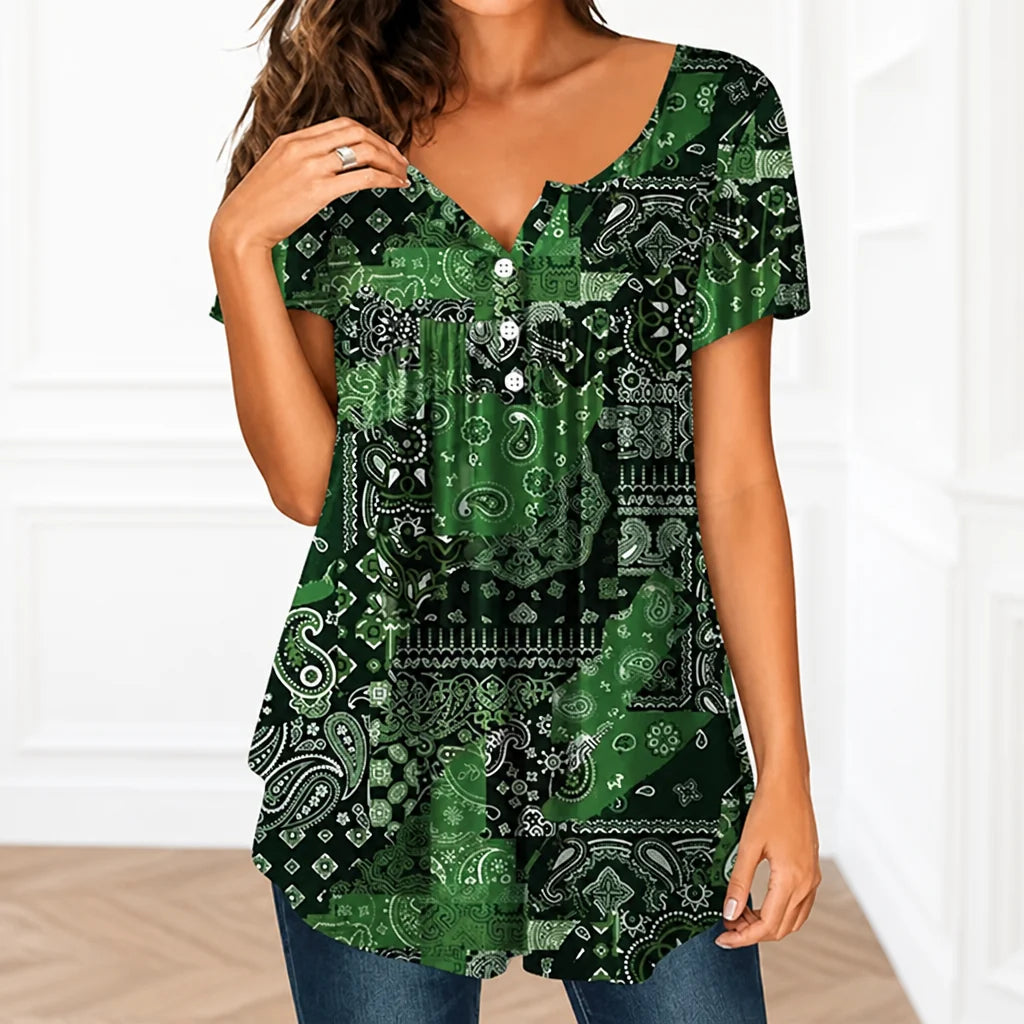 CelestaCharm™ V-Neck Top — Breeze Through Your Day in Effortless Cool Confidence