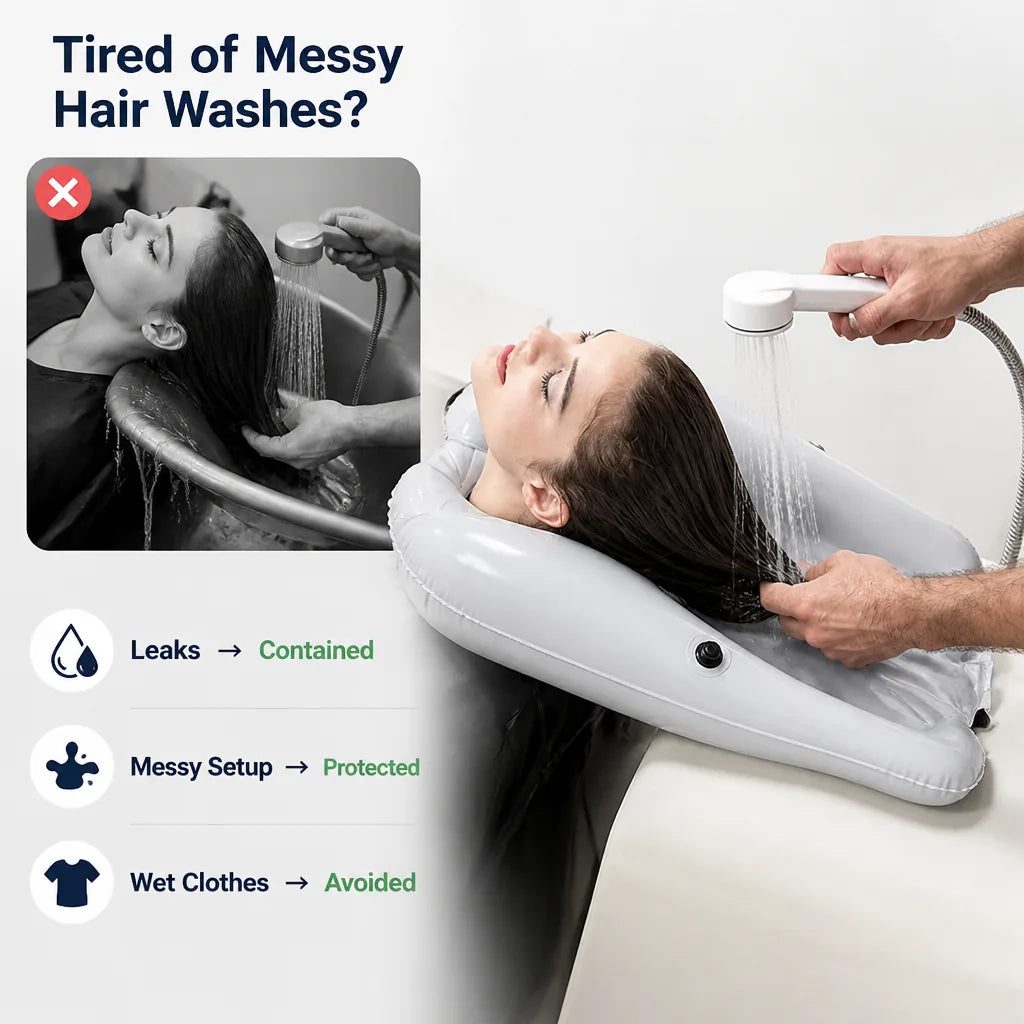 FlowEase™ Inflatable Shampoo Basin — Wrap Your Neck in Soothing Comfort and Say Goodbye to Messy Washes Forever