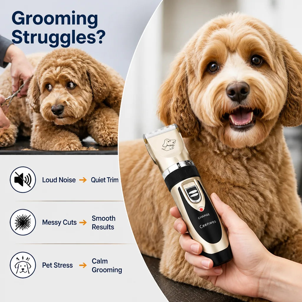 WhisperClip™ — Calm Every Pet with Effortless, Silent Precision Grooming