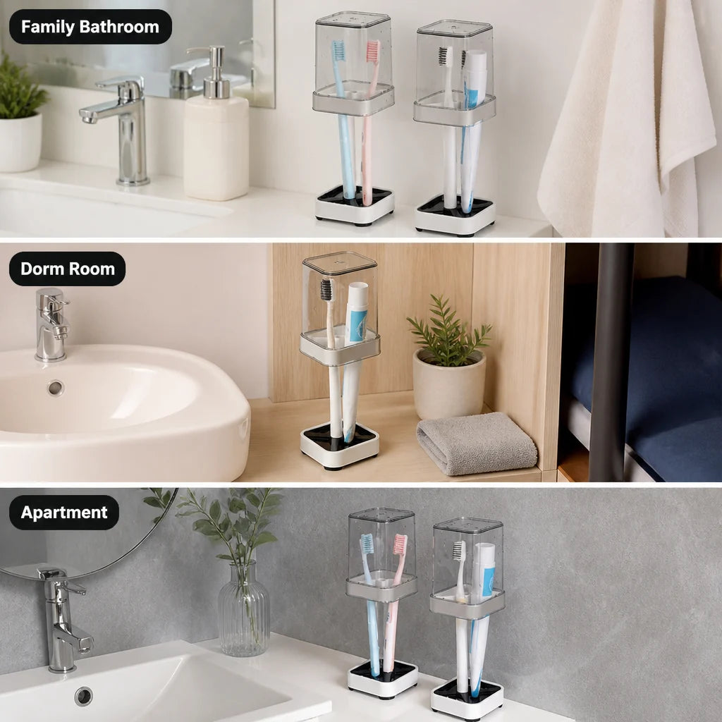 BristleBay™ Toothbrush Organizer — Keep Your Bathroom Fresh, Germ-Free, and Clutter-Free Every Day