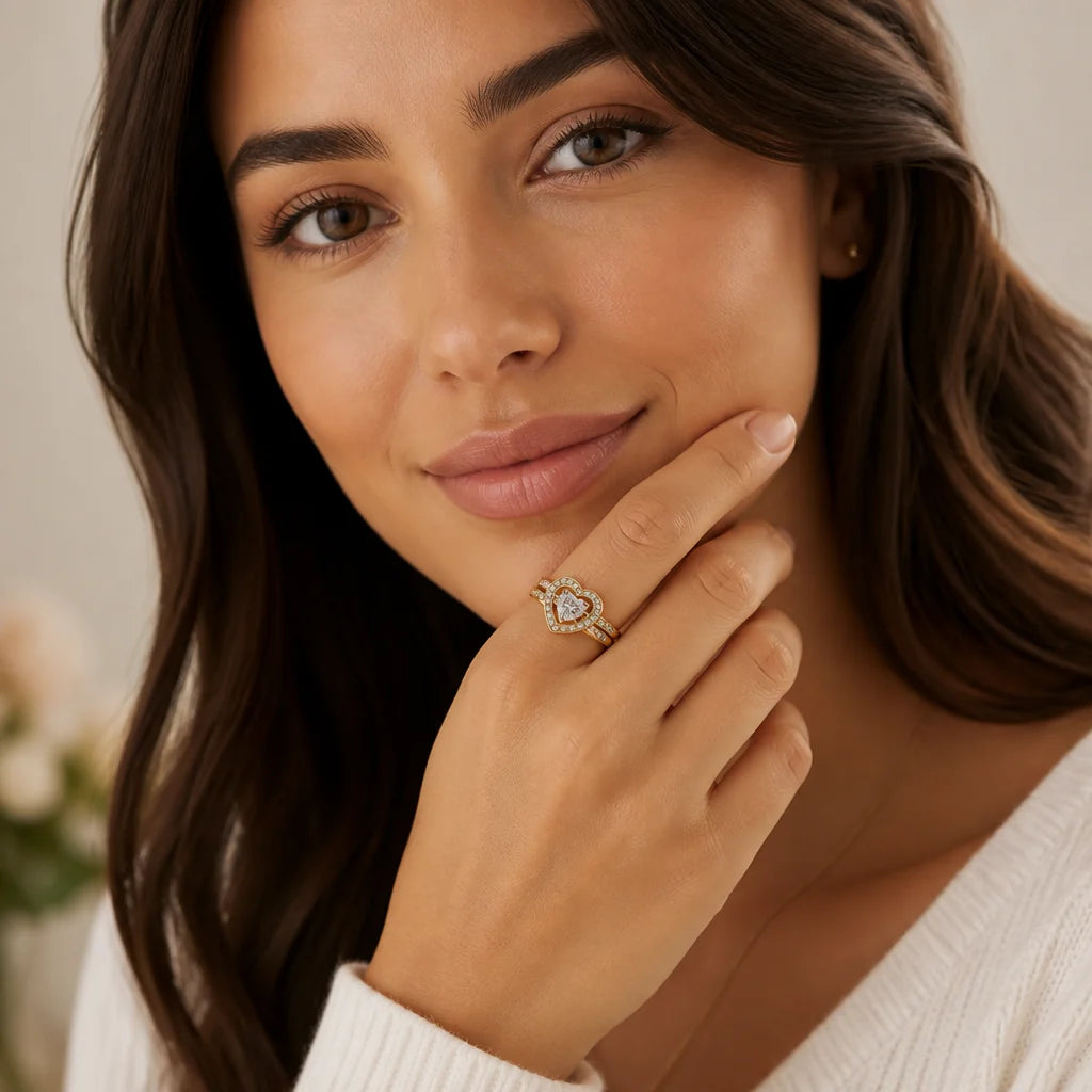 AmourArc™ Halo Ring Set — Ignite Passion with Every Sparkling Glance