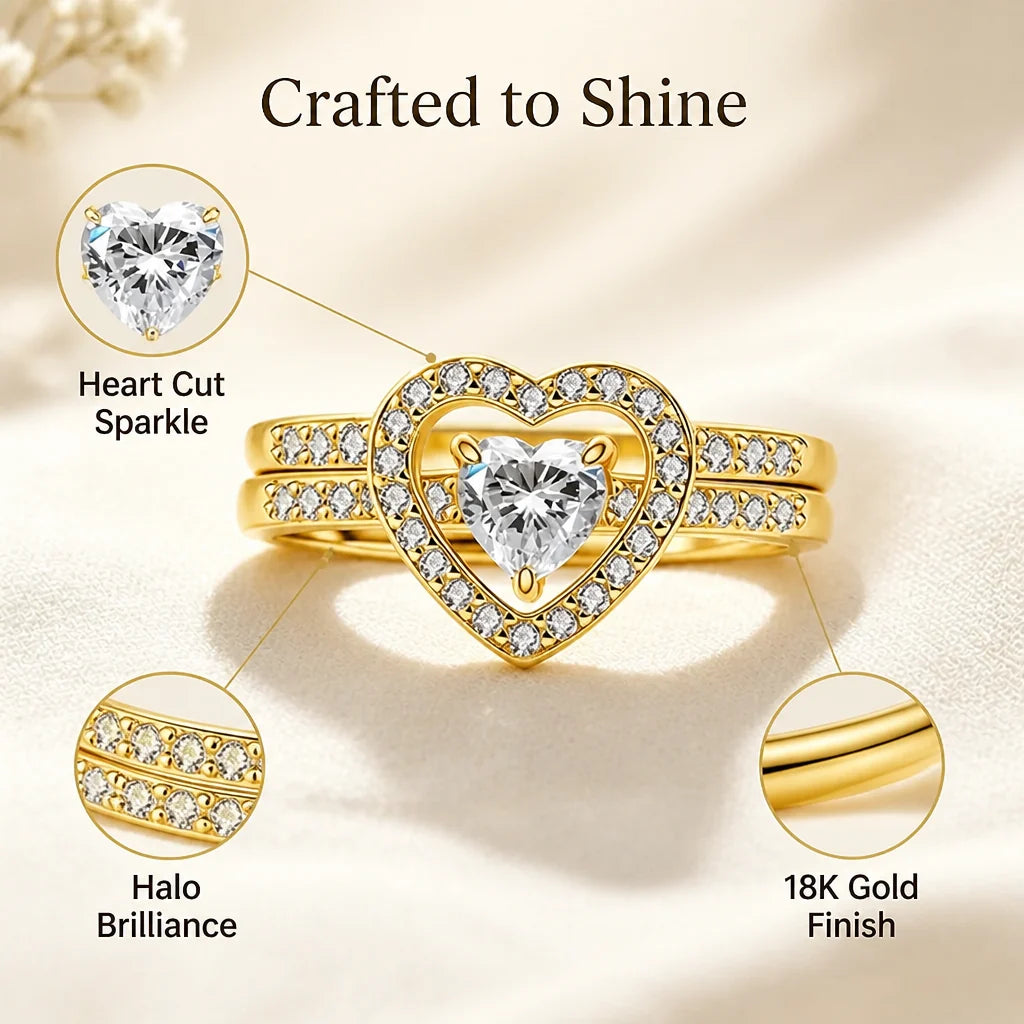 AmourArc™ Halo Ring Set — Ignite Passion with Every Sparkling Glance
