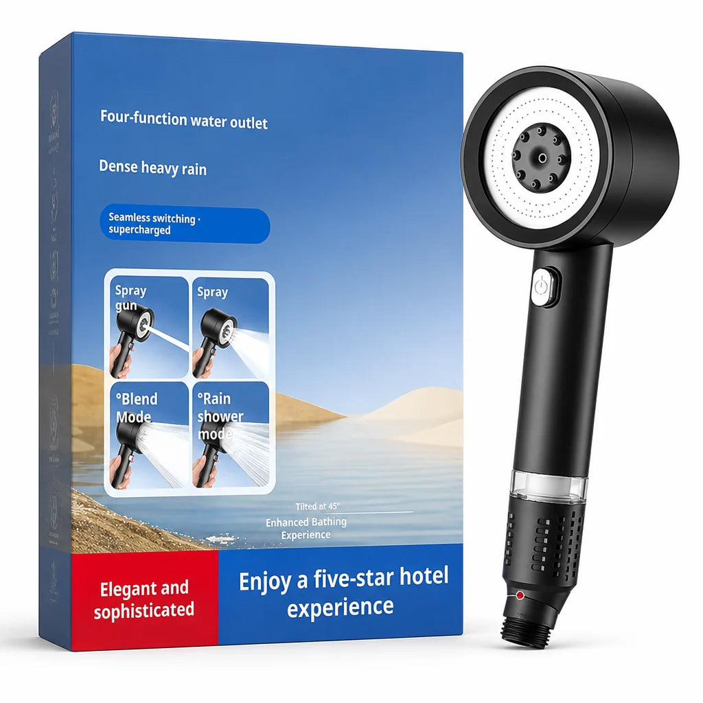 Hydroniva™ 4-Mode Shower Head — high-pressure handheld shower head with multiple spray modes