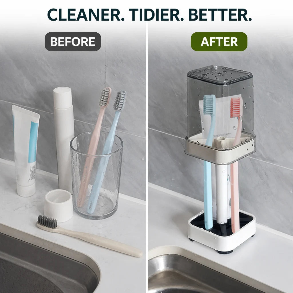 BristleBay™ Toothbrush Organizer — Keep Your Bathroom Fresh, Germ-Free, and Clutter-Free Every Day