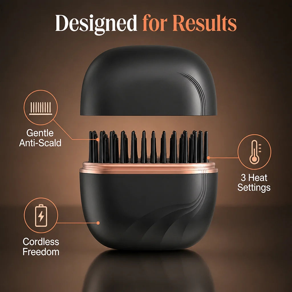 MetroLuxe™ Cordless Hair Straightener Comb — Transform Your Hair Into Silky, Radiant Perfection Instantly