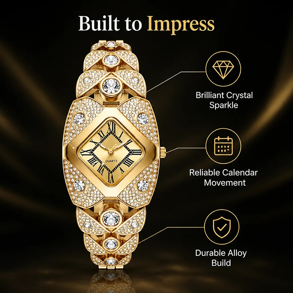 Celestara™ Quartz Bracelet Watch — Command Every Room with Dazzling Confidence and Timeless Precision