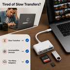 DataDock™ 3-in-1 USB-C Card Reader — Instantly Unlock Your Photos and Freedom from Waiting