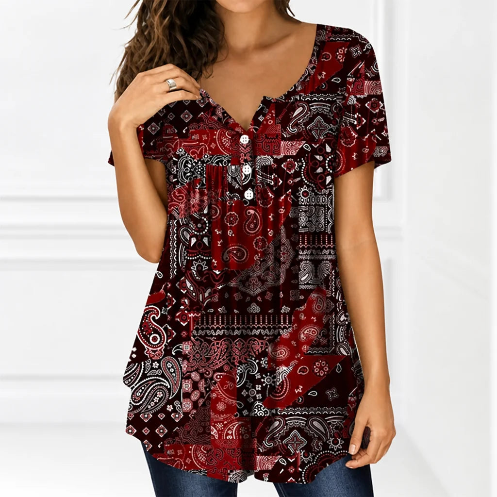 CelestaCharm™ V-Neck Top — Breeze Through Your Day in Effortless Cool Confidence