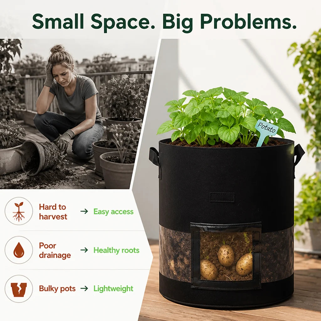 Rootivelle™ Grow Bag — Harvest Fresh, Flavorful Veggies Right from Any Tiny Space