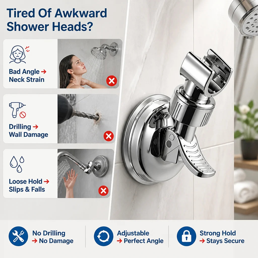 Mountriva™ — Enjoy Damage-Free, Perfectly Positioned Showers Every Time