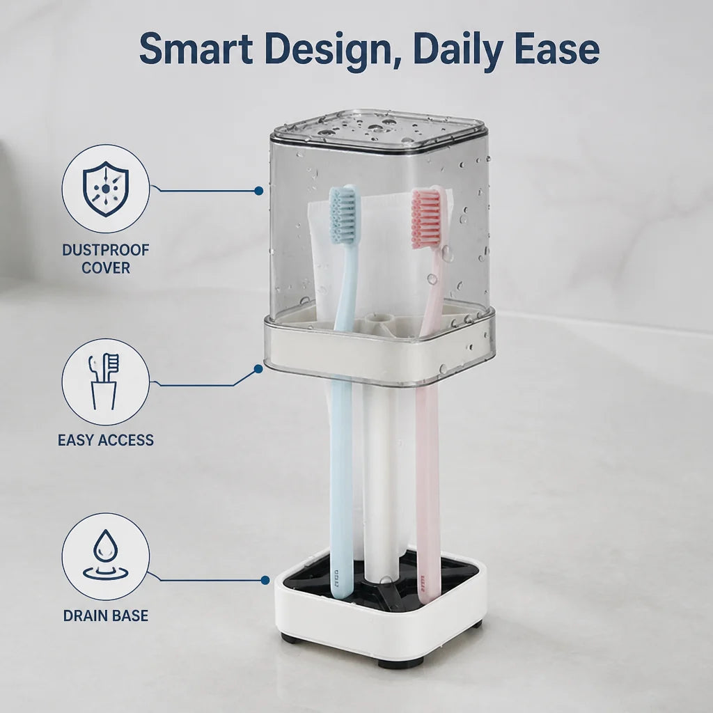 BristleBay™ Toothbrush Organizer — Keep Your Bathroom Fresh, Germ-Free, and Clutter-Free Every Day
