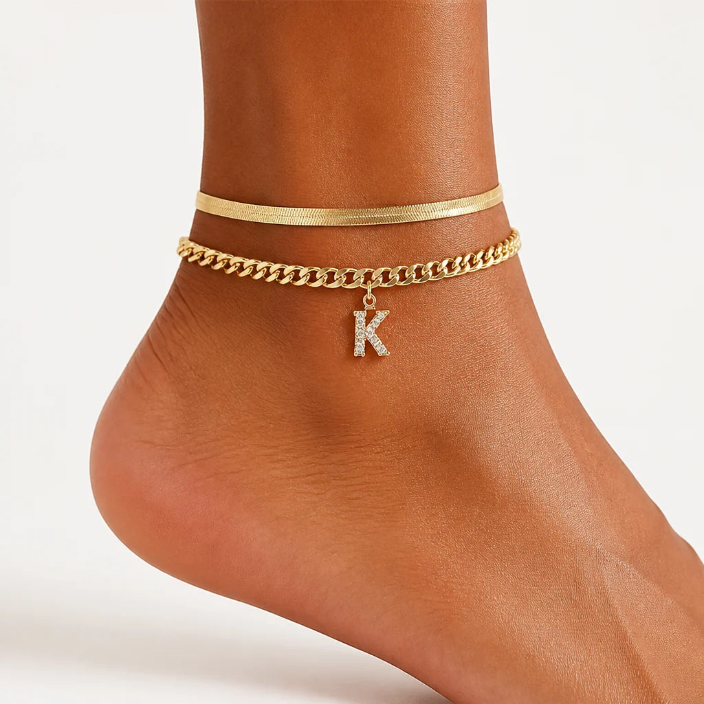 LumeaCharm™ Gold Initial Anklets — Wear Your Unique Story with Effortless Grace