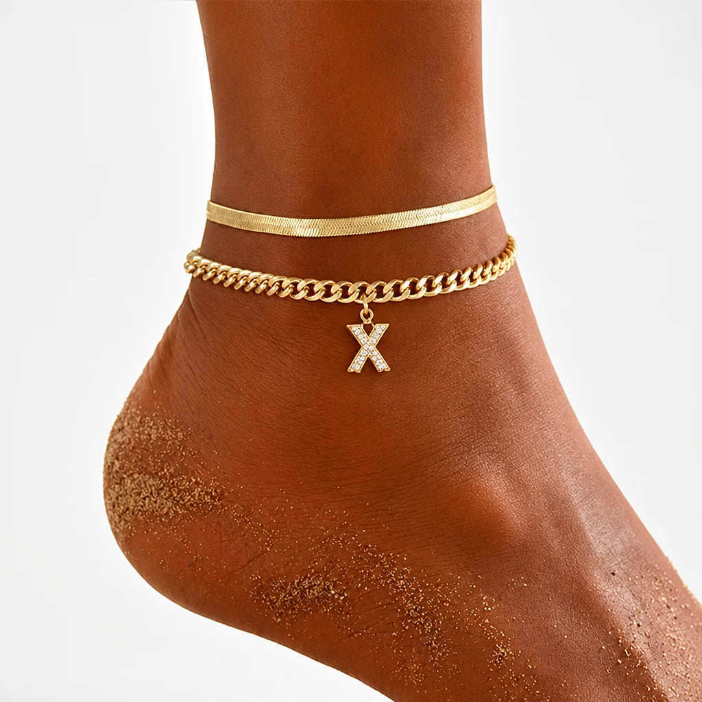 LumeaCharm™ Gold Initial Anklets — Wear Your Unique Story with Effortless Grace