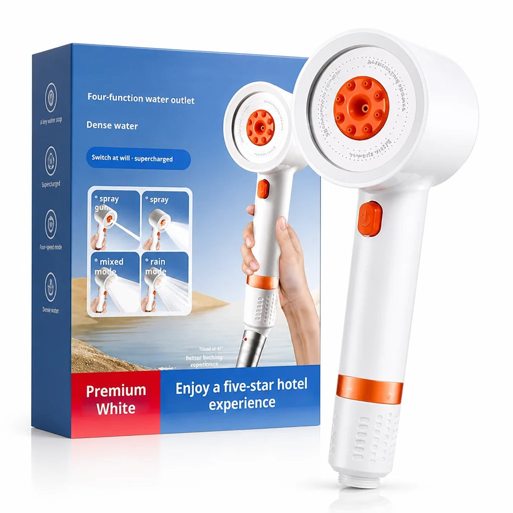 Hydroniva™ 4-Mode Shower Head — high-pressure handheld shower head with multiple spray modes