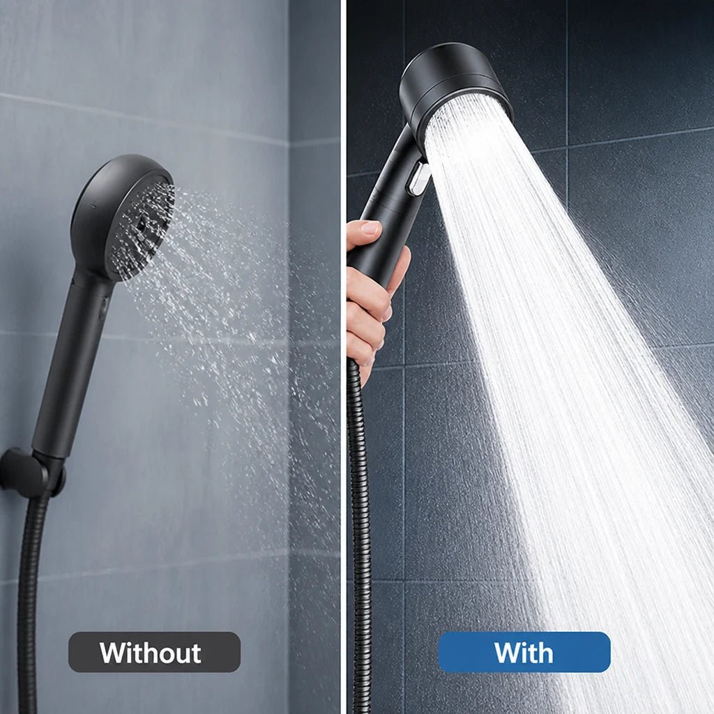 Hydroniva™ 4-Mode Shower Head — high-pressure handheld shower head with multiple spray modes
