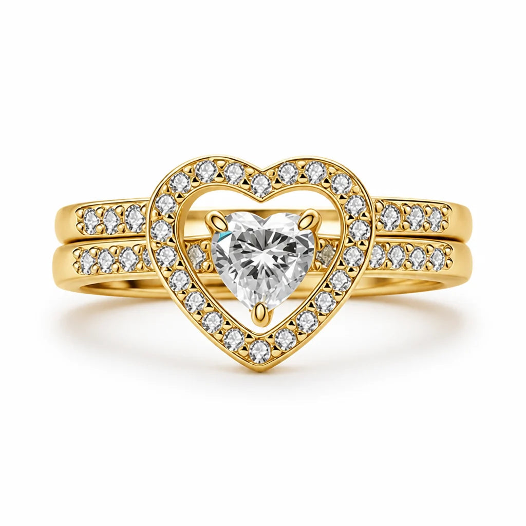 AmourArc™ Halo Ring Set — Ignite Passion with Every Sparkling Glance